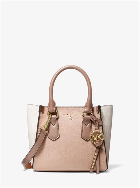 michael michael kors kris small color-block pebbled leather satchel